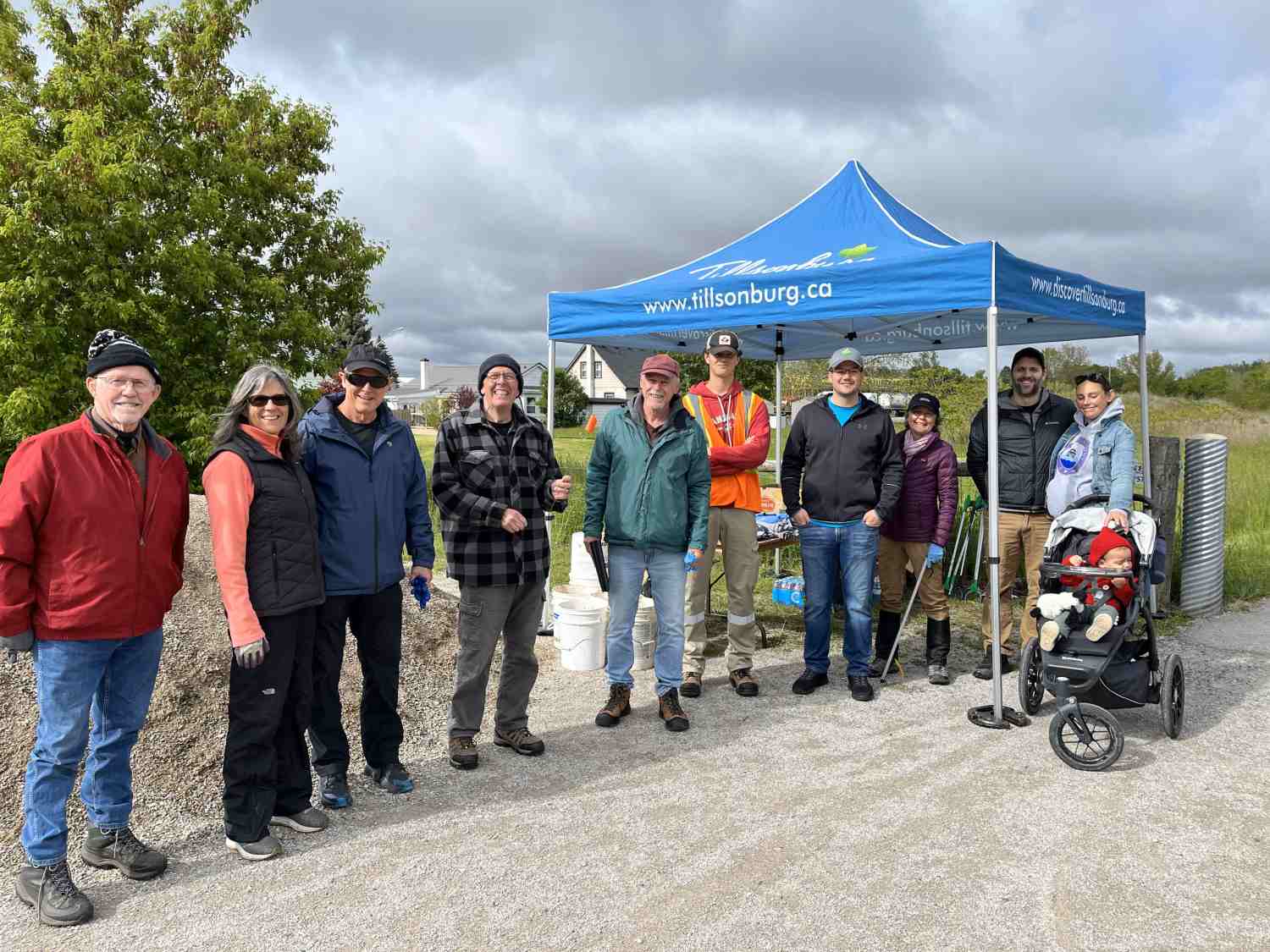 Volunteers at the Trail Care and Clean Up event in Tillsonburg on May 24, 2025.