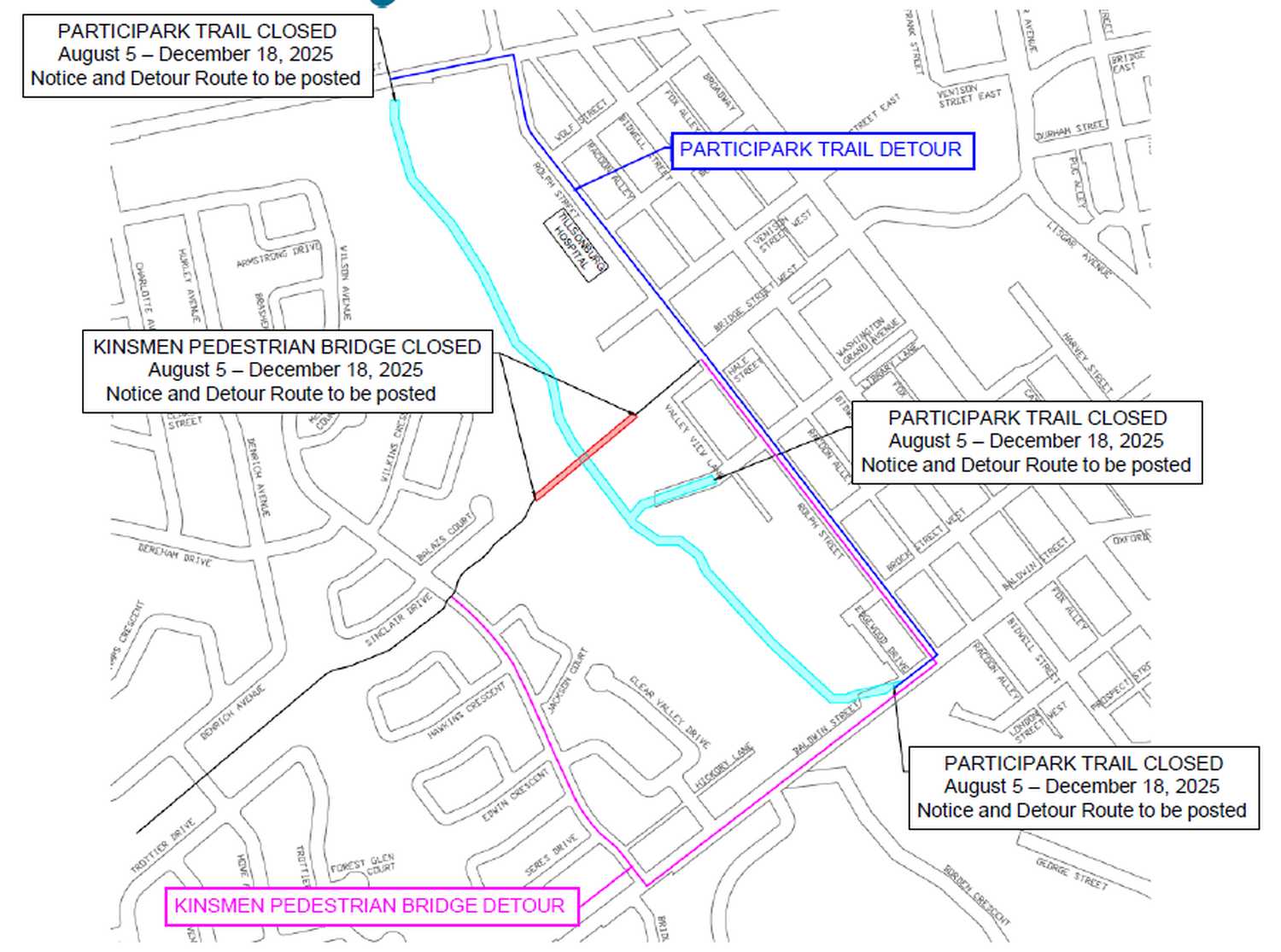 Map showing Participark and Kinsmen Bridge Project Area